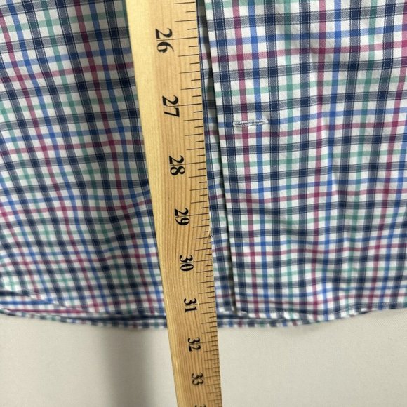 Peter Millar Summer Comfort Men’s Large Blue White Long Sleeve Button Up Plaid - Picture 6 of 8